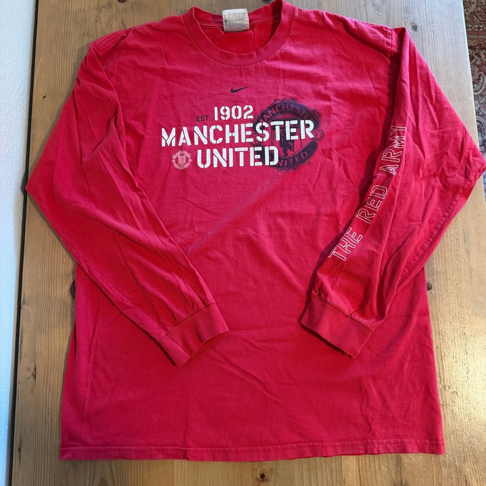 Vintage Nike Manchester United Red Army Long Sleeve Shirt Red Mens Large 90s